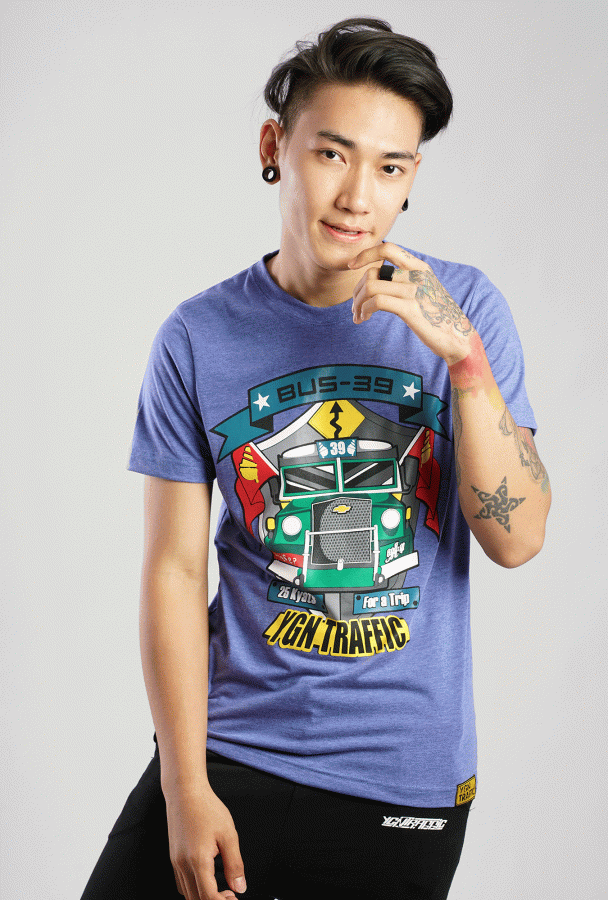 Bus-39 Design Men T-shirt (Blue)